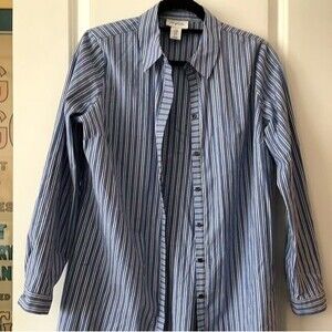 Striped Cotton Shirt Dress Sz Med